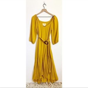 Anthropologie Maeve belted yellow dress